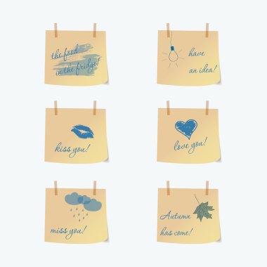 vektör notları kağıt gri arka plan üzerinde