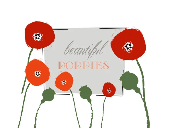 Frame with poppies vector — Stock Vector