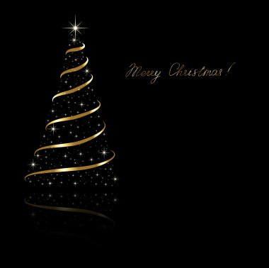 soyut altın Noel ağacına arka plan siyah vektör