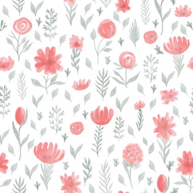 Suluboya çiçeklerinin kusursuz vektör arkaplanı.