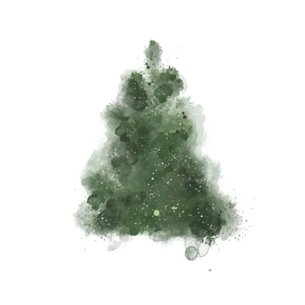 Waterverf magie kerstboom vector. — Stockvector