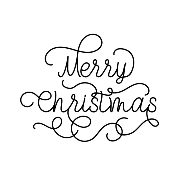 メリークリスマスは手描きの書道のレタリングを繁栄 お祝いの言葉クリスマスの休日のテキストのグリーティングカードのデザインのためのベクトル洗浄ラインタイポグラフィ — ストックベクタ