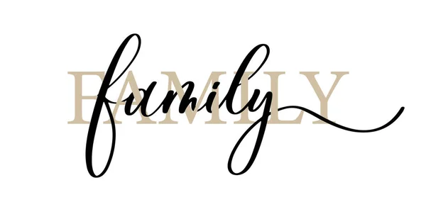 Familie Vector Calligraphic Inscriptie Met Gladde Lijnen Minimalistische Handschrift Illustratie — Stockvector