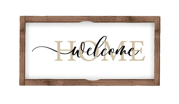 Welcome Home Inscripción Caligráfica Con Líneas Suaves — Vector de stock