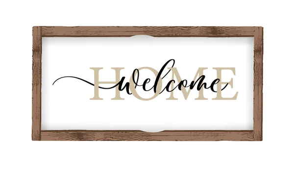 Welcome Home Calligraphic Inscription Smooth Lines 图库插图