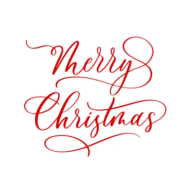 Merry Christmas Hand Getekend Letters Kerstkalligrafie Witte Achtergrond Kerst Rood Stockillustratie