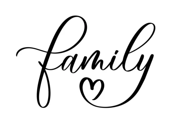 Familie Vector Calligraphic Inscriptie Met Gladde Lijnen Minimalistische Handschrift Illustratie — Stockvector