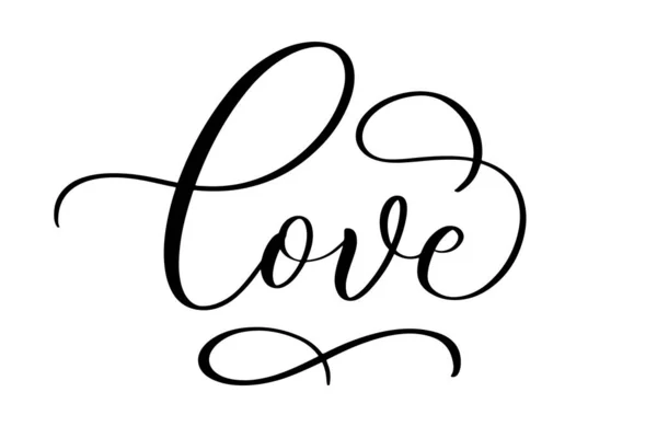 Amour Texte Ligne Continue Cursive Texte Amour Illustration Vectorielle Lettrage — Image vectorielle