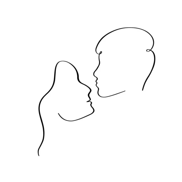 Frau Und Mann Stehen Sich Der Linienzeichnung Gegenüber Für Kosmetisches — Stockvektor
