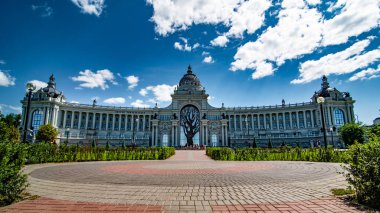 Agricultural Palace in Kazan, Russia under a blue sky with white clouds in summer day. High quality photo
