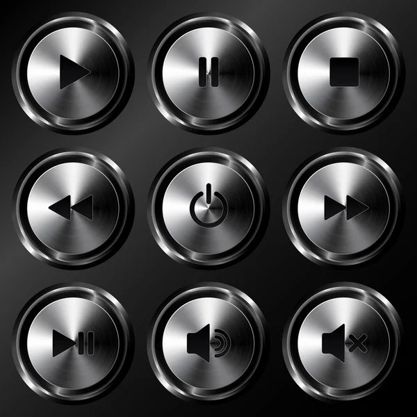 Conjunto de vetores de botões de som metálico —  Vetores de Stock