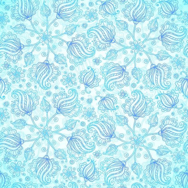 Μπλε αφηρημένα λουλούδια doodle αδιάλειπτη μοτίβο — Φωτογραφία Αρχείου