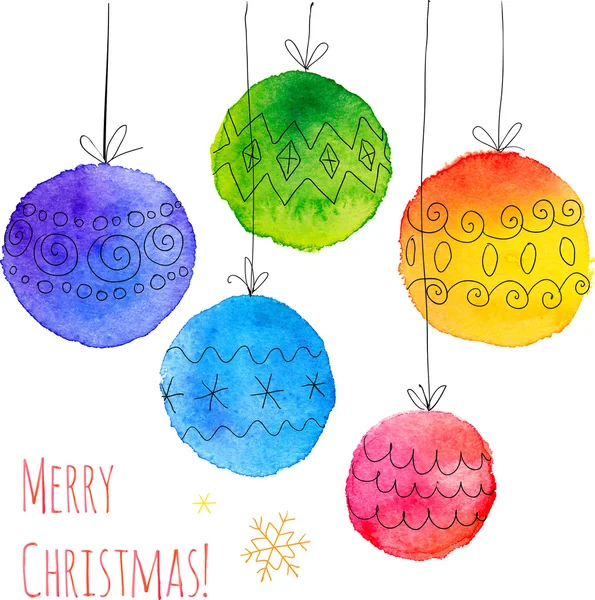 Aquarelle peinte à la main boules de Noël — Image vectorielle