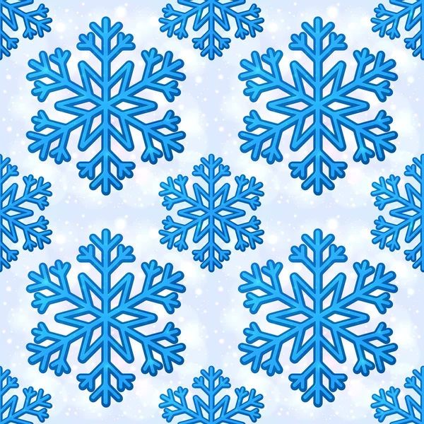 Blauwe vector sneeuwvlokken naadloze patroon — Stockvector