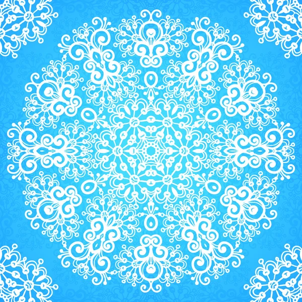華やかなビンテージ青いレイシー シームレスなパターン — ストックベクタ