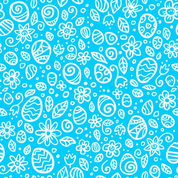 Oeufs de Pâques bleu et blanc motif sans couture — Image vectorielle