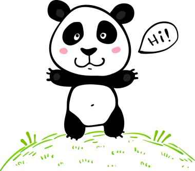 küçük şirin doodle vektör panda çizimi