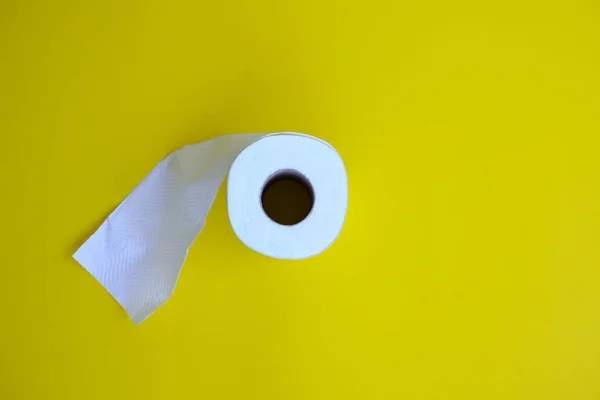 Toilet Paper Roll Yellow Background — Photo