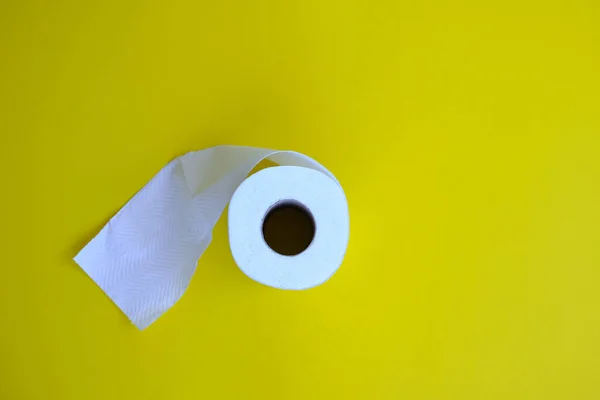 Toilet Paper Roll Yellow Background — Photo