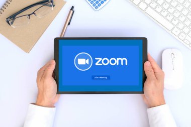 business concept. man using tablet with zoom on screen