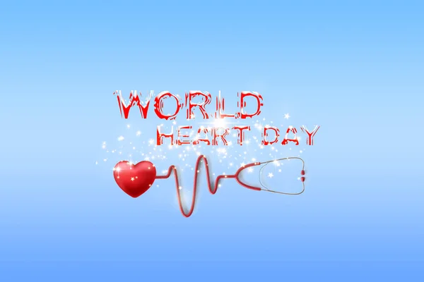 World Heart Day Blue Background — Φωτογραφία Αρχείου