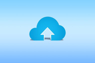 cloud or uploading icon over blue background 