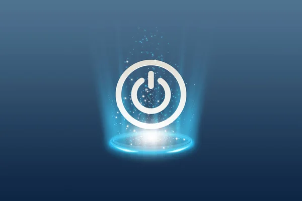 glowing neon power button icon