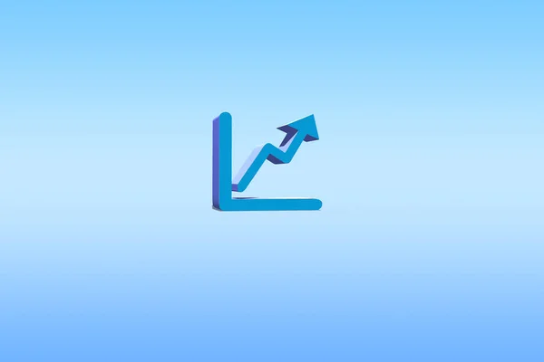 Gráfico Barras Azul Con Icono Flecha Aislado Sobre Fondo Azul —  Fotos de Stock