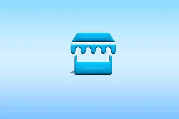 blue shopping cart icon isolated on blue background. shop symbol
