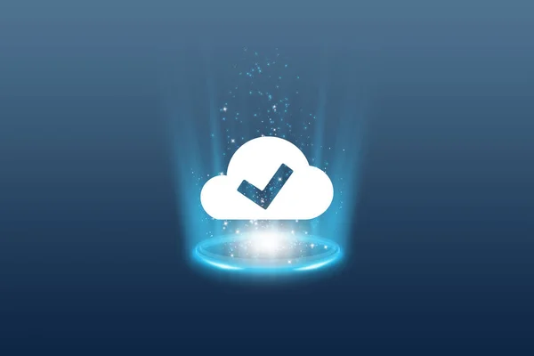 Concepto Icono Almacenamiento Nube Sobre Fondo Azul — Foto de Stock
