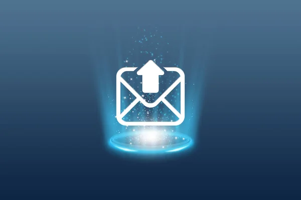 Messaggio Email Blu Bianco Con Icona Della Busta — Foto Stock
