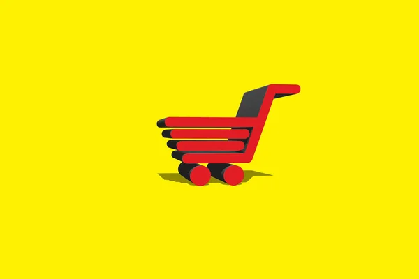 Icono Del Carrito Compras Sobre Fondo Amarillo —  Fotos de Stock