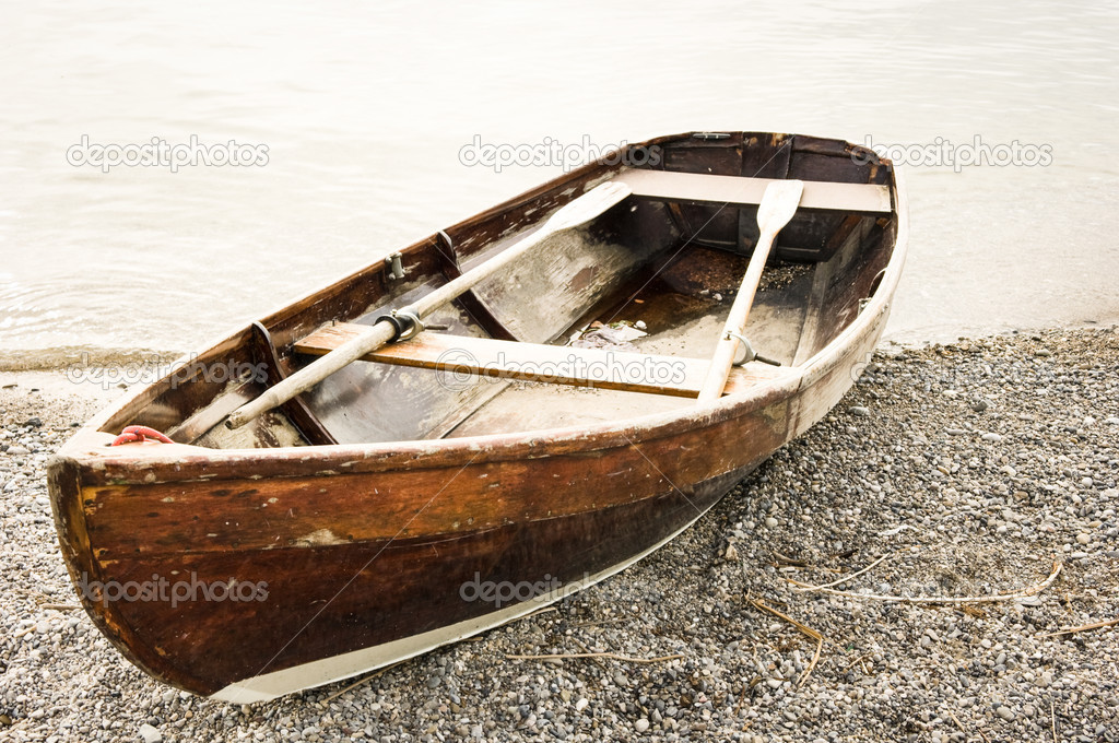 Old wooden rowboat