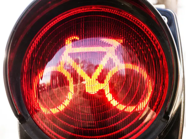 交通灯的自行车 — 图库照片