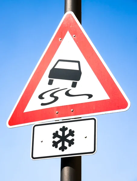 Snow warning sign — Stock Photo, Image