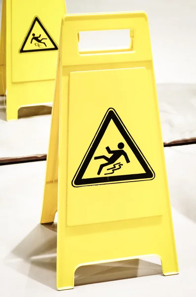 Caution slippery surface sign — Stock Photo, Image