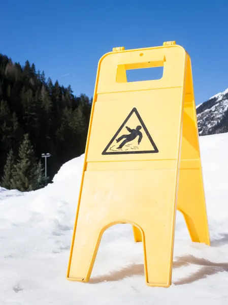 Caution slippery surface sign — Stock Photo, Image