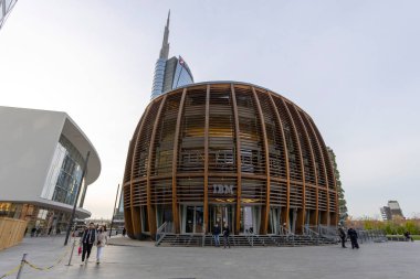 MILAN, ITALY, APRIL 7, 2022 - IBM Studios building in Gae Aulenti Square in Milan, Italy.