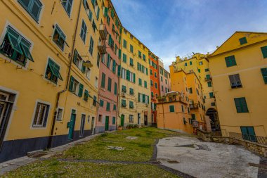GENOA, ITALY, FEBRUARY 15, 2022 - View of Campopisano square in the old city of Genoa, Italy