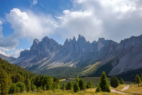 Odle Group Geislergruppe Mountain Range Dolomites Surrounded Val Badia Val — Zdjęcie stockowe