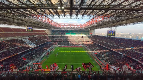 MILAN, ITALY, FEBRUARY 2, 2020 - Milan 'daki Giuseppe Meazza Stadyumu' nun içinden, Milan, İtalya 'daki San Siro Stadyumu olarak da bilinir.