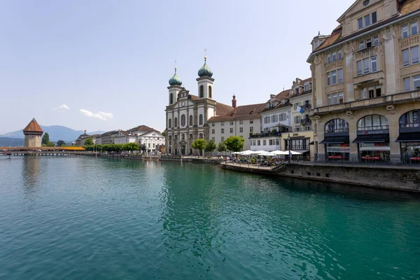 Lucerne Schweiz Juni 2022 Blick Auf Die Jesuitenkirche Und Die — Stockfoto