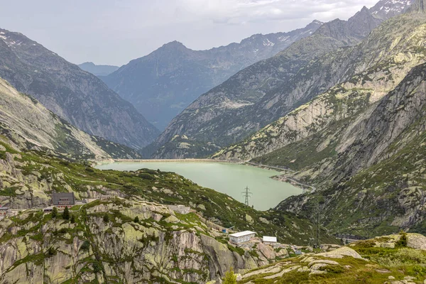 Vista Del Lago Raterichsboden Grimsel Pass Suiza Conecta Valle Hasli —  Fotos de Stock