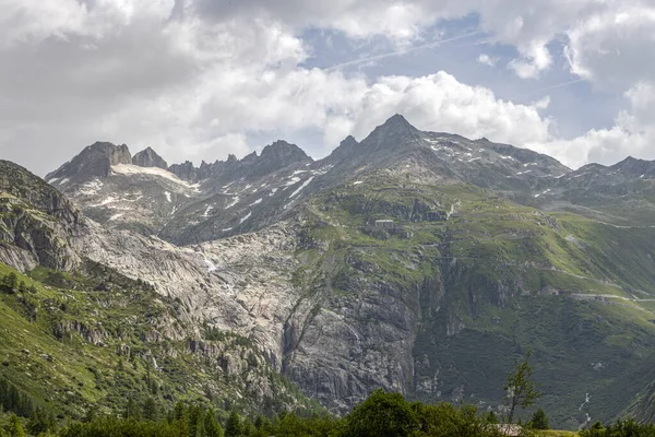 Alpes Suíços Com Passagem Furka Segundo Plano Suíça — Fotografia de Stock