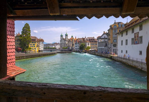 Lucerne Schweiz Juni 2022 Blick Auf Die Altbauten Und Die — Stockfoto