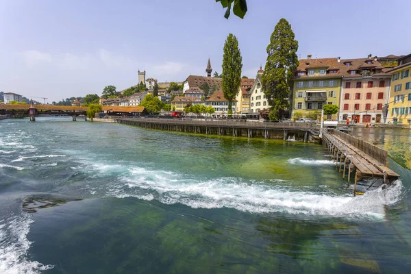 Lucerne Schweiz Juni 2022 Blick Auf Die Reuss Zentrum Von — Stockfoto