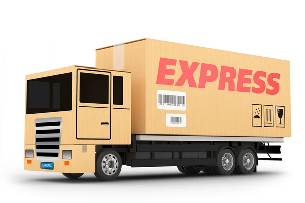 Express delivery truck isolated on white background