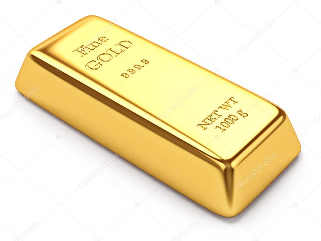 lingotto d&rsquo;oro isolato su sfondo bianco — Foto Stock © aleksanderdnp