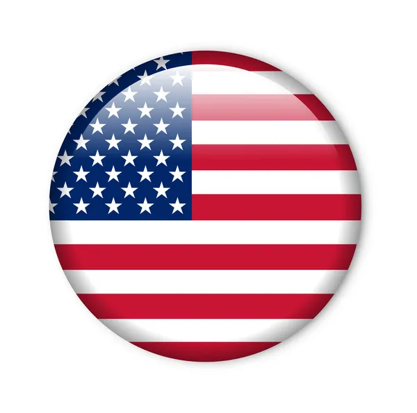 미국 국기와 함께 광택 버튼 스톡 사진