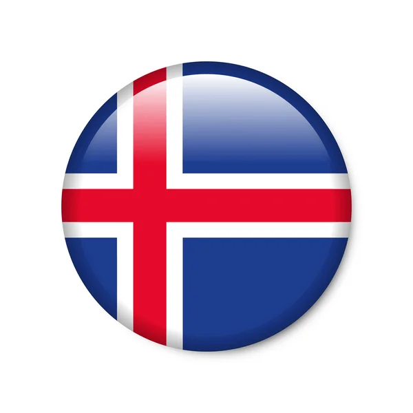 Island - Hochglanz-Knopf mit Fahne — Stockfoto